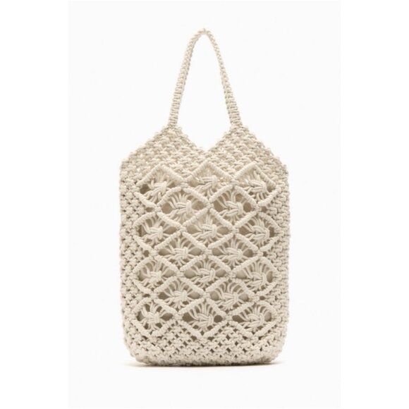 NWT Zara Macrame Tote Bag - Picture 1 of 7